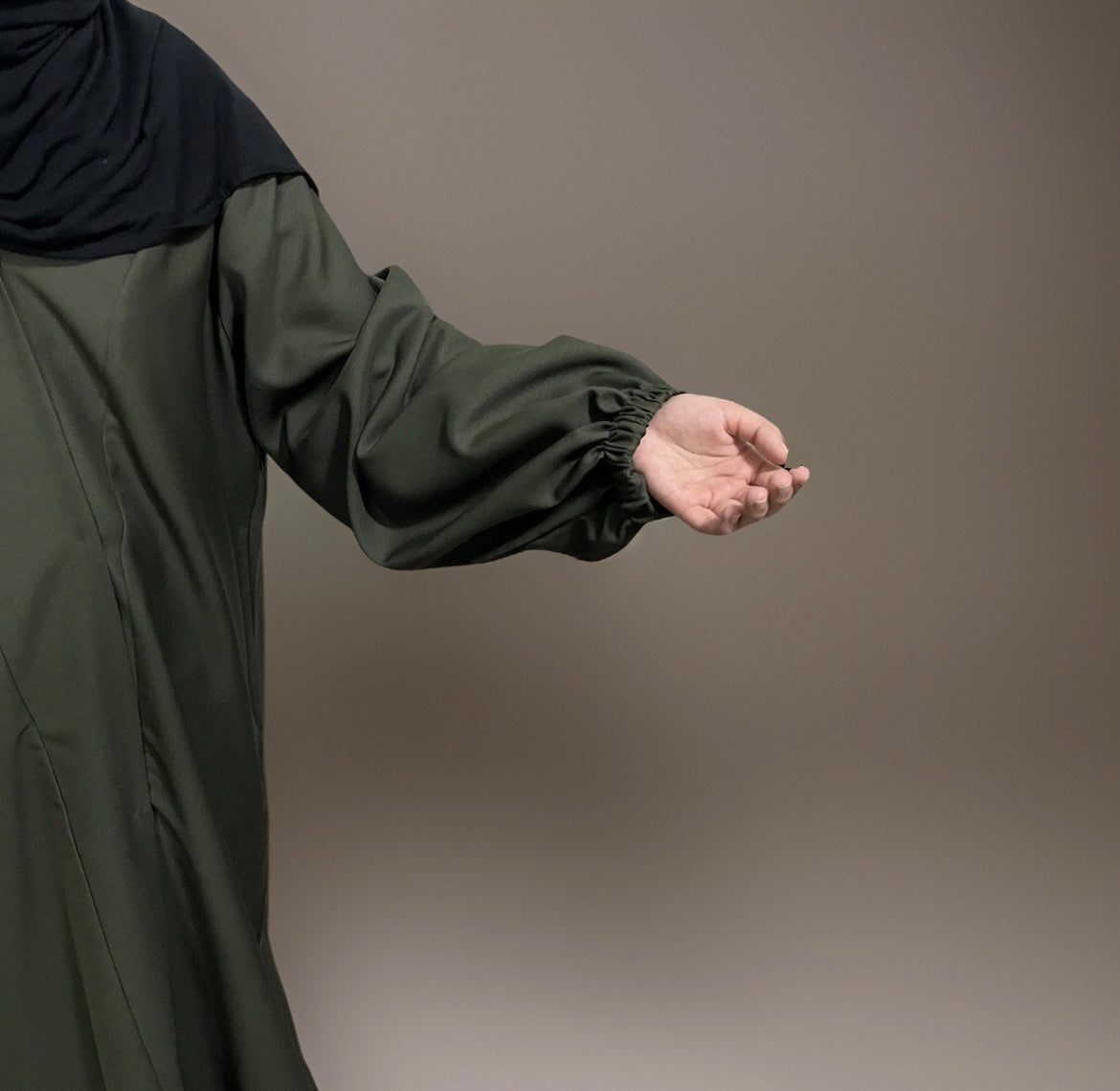 Olive Green Open Waterproof Abaya