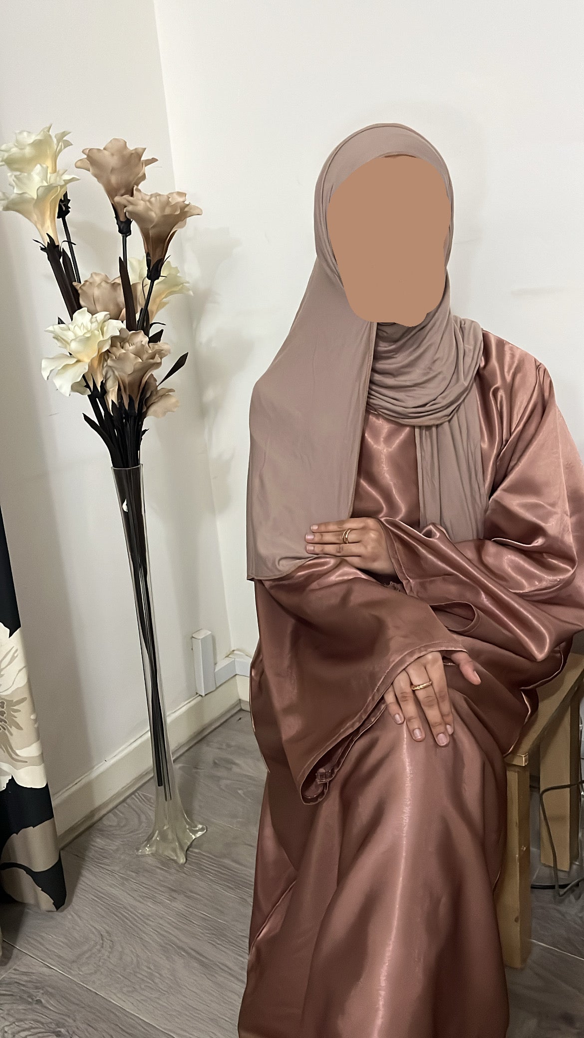 Rose Pink Satin Open and Closed Abayas