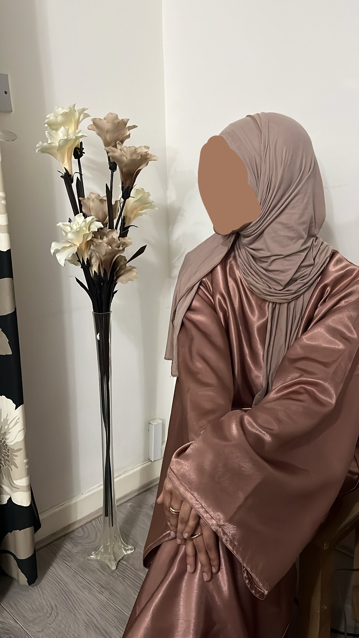 Rose Pink Satin Open and Closed Abayas