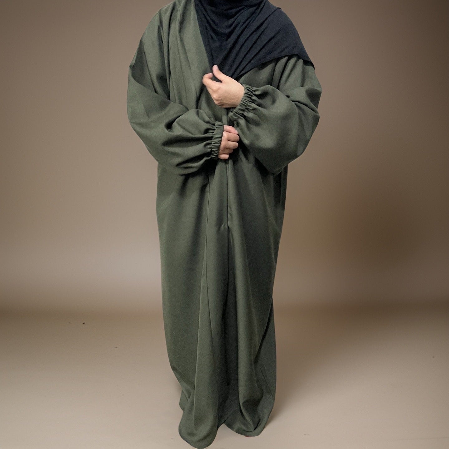 Olive Green Open Waterproof Abaya