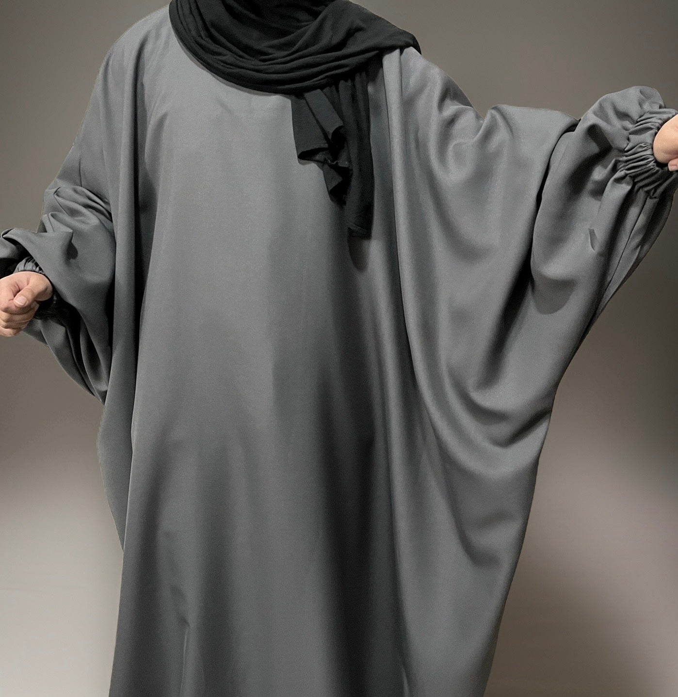 Grey Waterproof Closed Butterfly Abaya