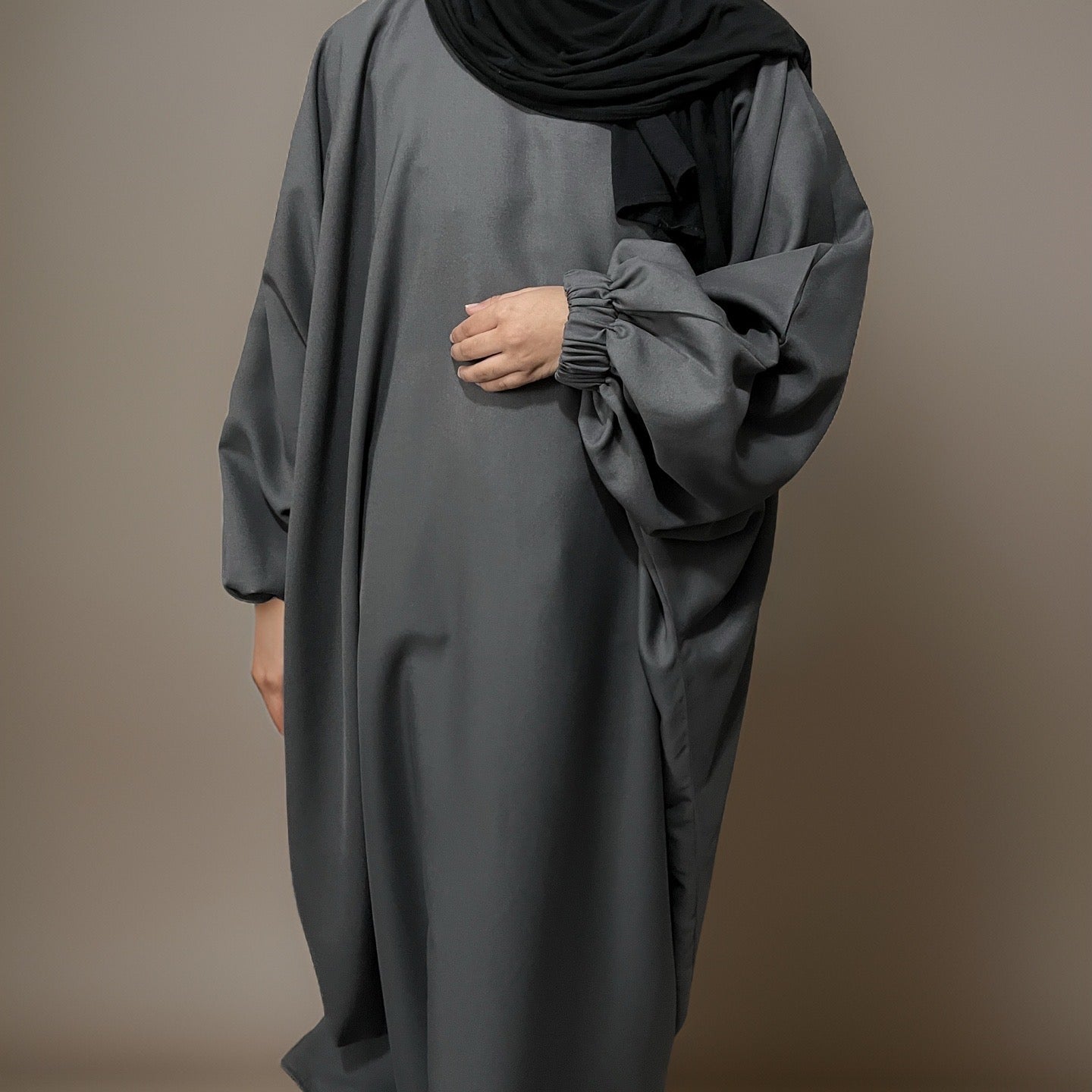 Grey Waterproof Closed Butterfly Abaya