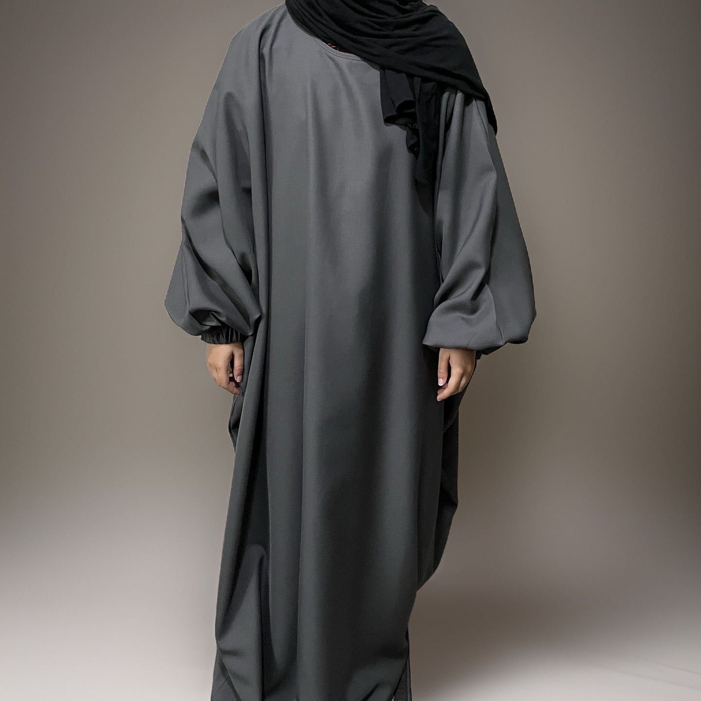 Grey Waterproof Closed Butterfly Abaya