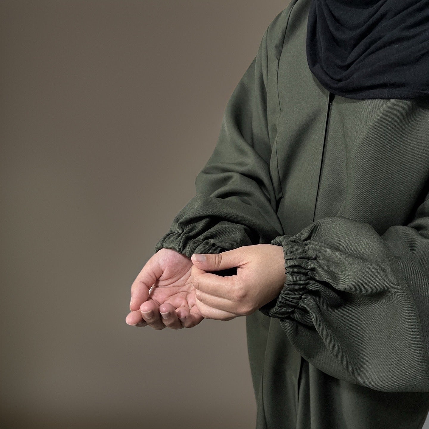 Olive Green Open Waterproof Abaya