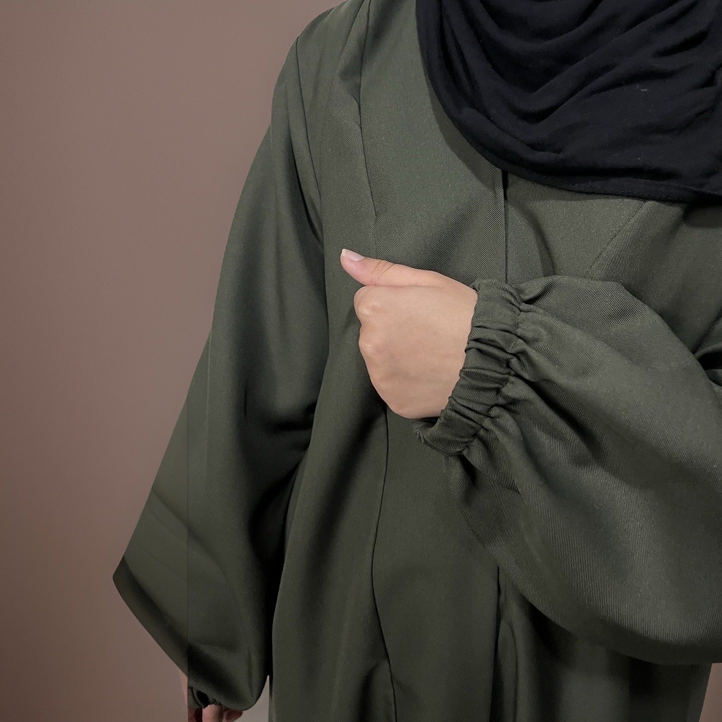 Olive Green Open Waterproof Abaya